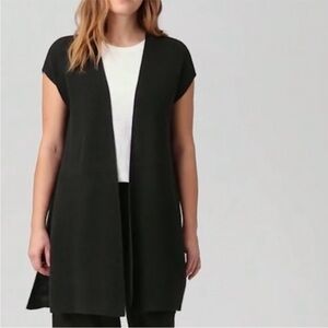 EILEEN FISHER ORGANIC LINEN COTTON VEST BOXY FIT, THIGH LENGTH M